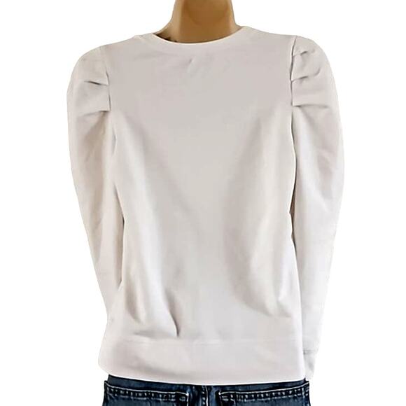 NWT Rachel Parcell Ivory Puff Sleeve Long Sleeve Pullover Sweatshirt Size XS - Picture 5 of 5